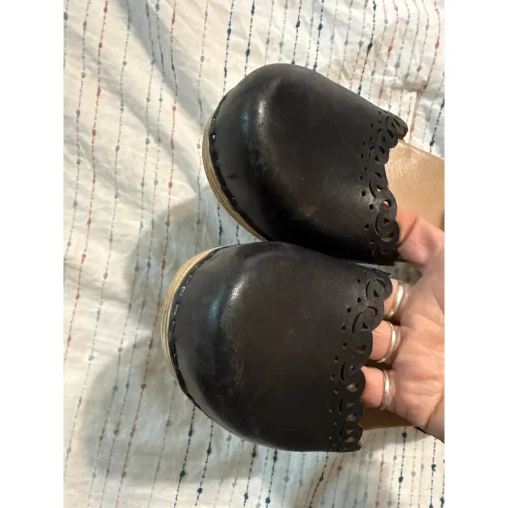 Dansko Martha Mary Jane Black Leather Clog Platform Sandals Size 40 US 10 - Picture 5 of 5
